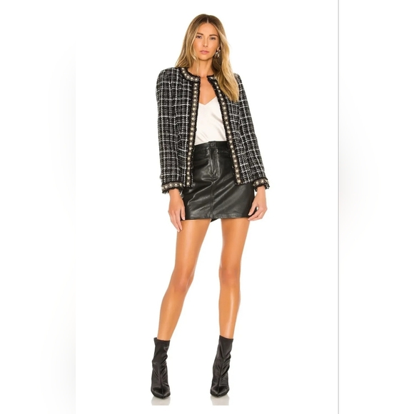 Alice + Olivia carmen' Pearl Embellished Check Plaid Blazer SIZE 12 NWT $795 - Picture 11 of 16